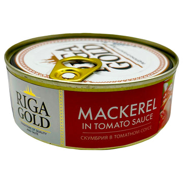 Riga Gold Atlantic Mackerel In Tomato Sauce 240G 8.5Oz Latvia Gmo Free (Pack 6)