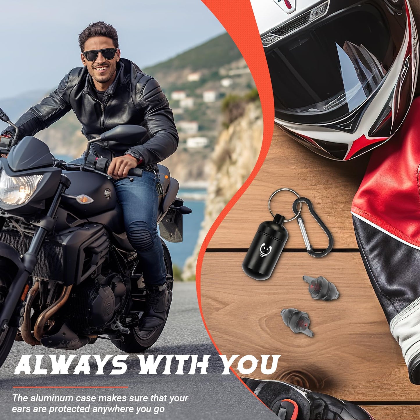 Softvox Motorcycle Ear Plugs 2 Pairs, Wind Noise Reduction & Premium Hearing Protection, 100X Reusable Earplugs For Motor, Motor