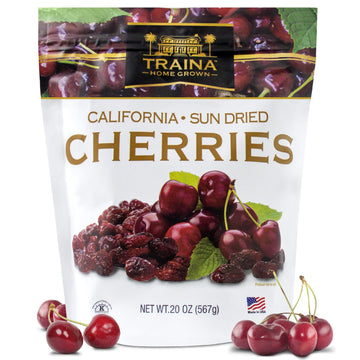 Traina Home Grown California Sun Dried Bing Cherries - Healthy & Non-GMO, Natural Sweet Flavor Fruit No Sugar Added, Perfect Sna