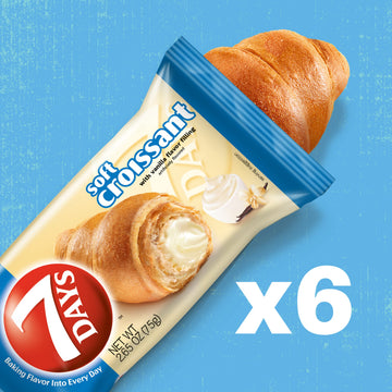 7 Days Soft Croissant, Vanilla Flavor, Individually Wrapped Snack, 2.65 Ounce (Pack of 6)