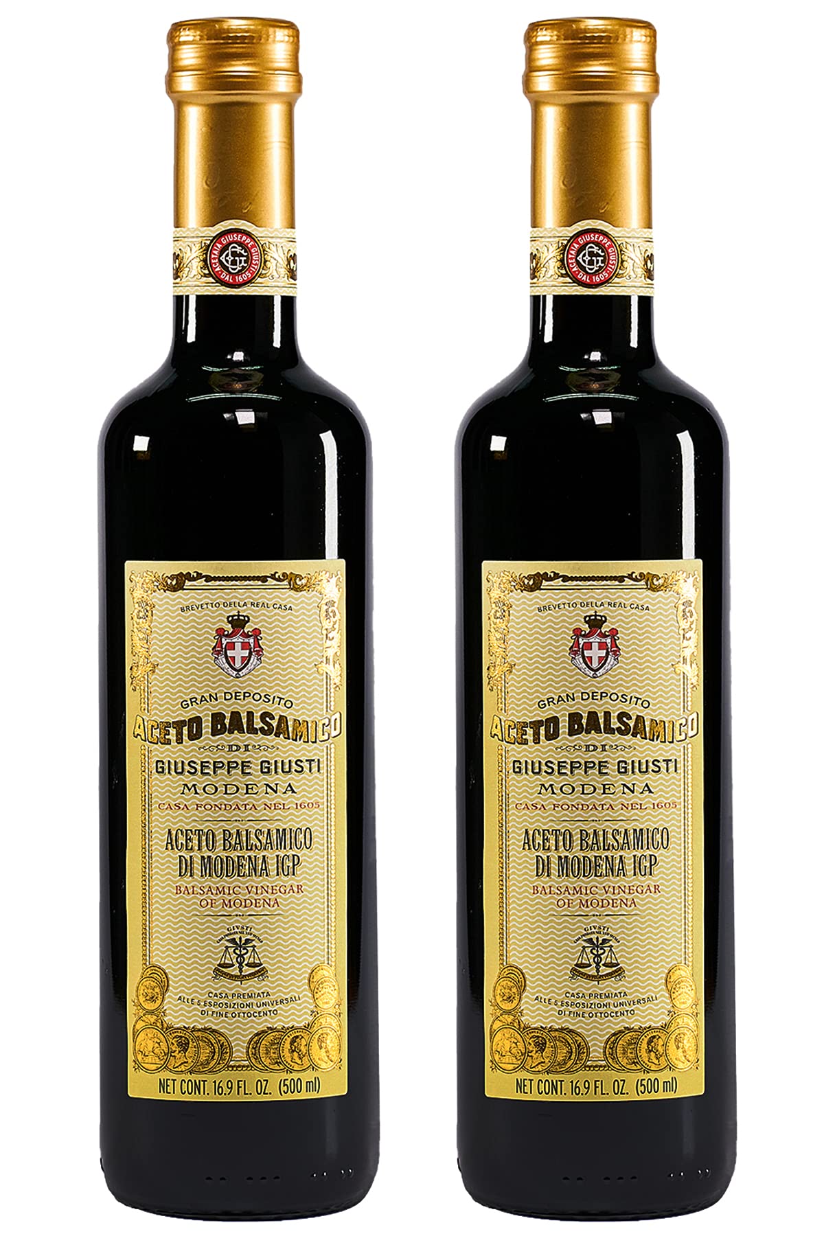 Giusti Balsamic Vinegar Of Modena Igp – Authentic Italian Aceto Balsamico Di Modena Igp, Made In Italy, Perfect For Marinades, Vinaigrettes & Sauces – 16.9 Fl Oz (500 Ml) - Pack Of 2