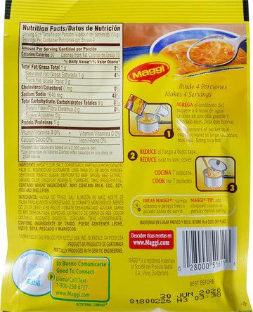 Maggi Sopa Sabor A Res Con Fideos 2 Pack 60 Gr. | Beef Flavored Noodle Soup Mix 2.11 Oz Each.
