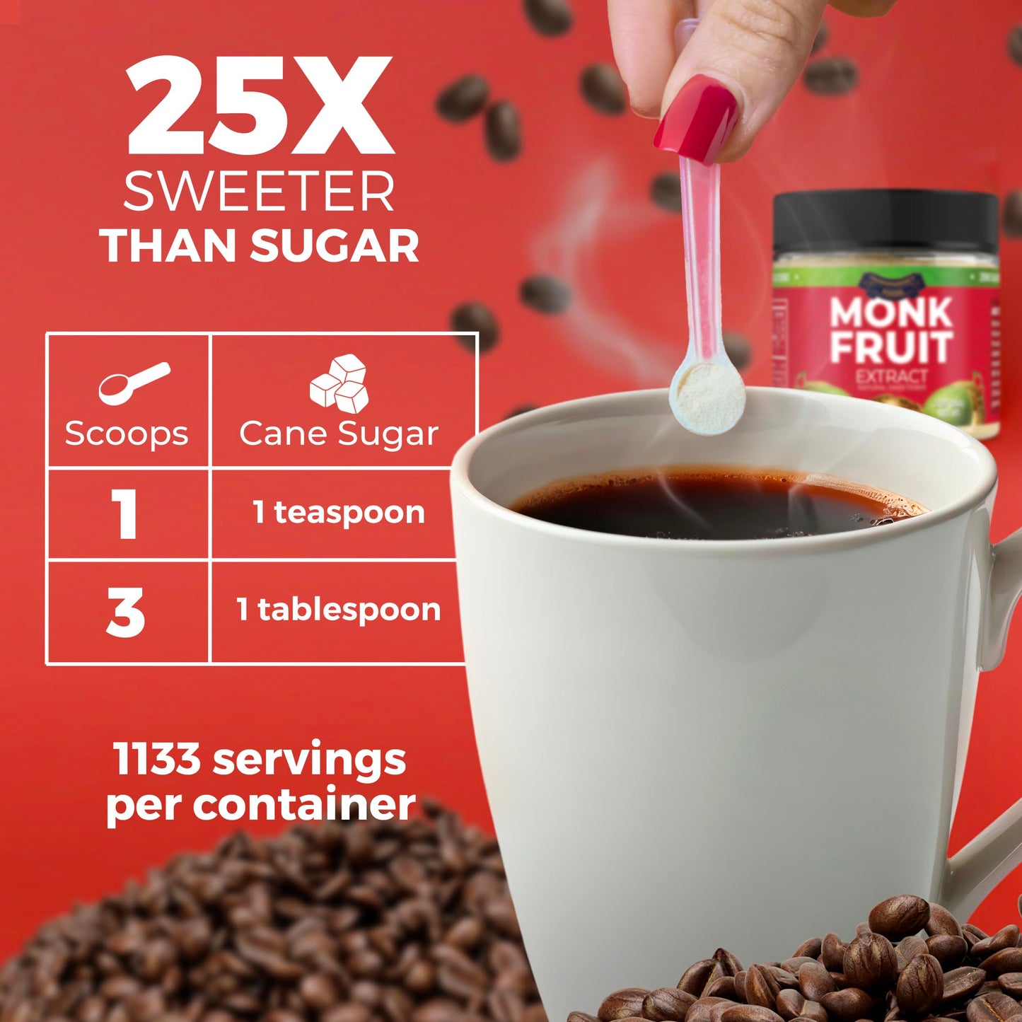 Monk Fruit Sweetener No Erythritol (25X Sweeter Than Sugar) Zero Calories, Zero Glycemic, Non-Gmo, No Fillers - Monk Fruit Extra