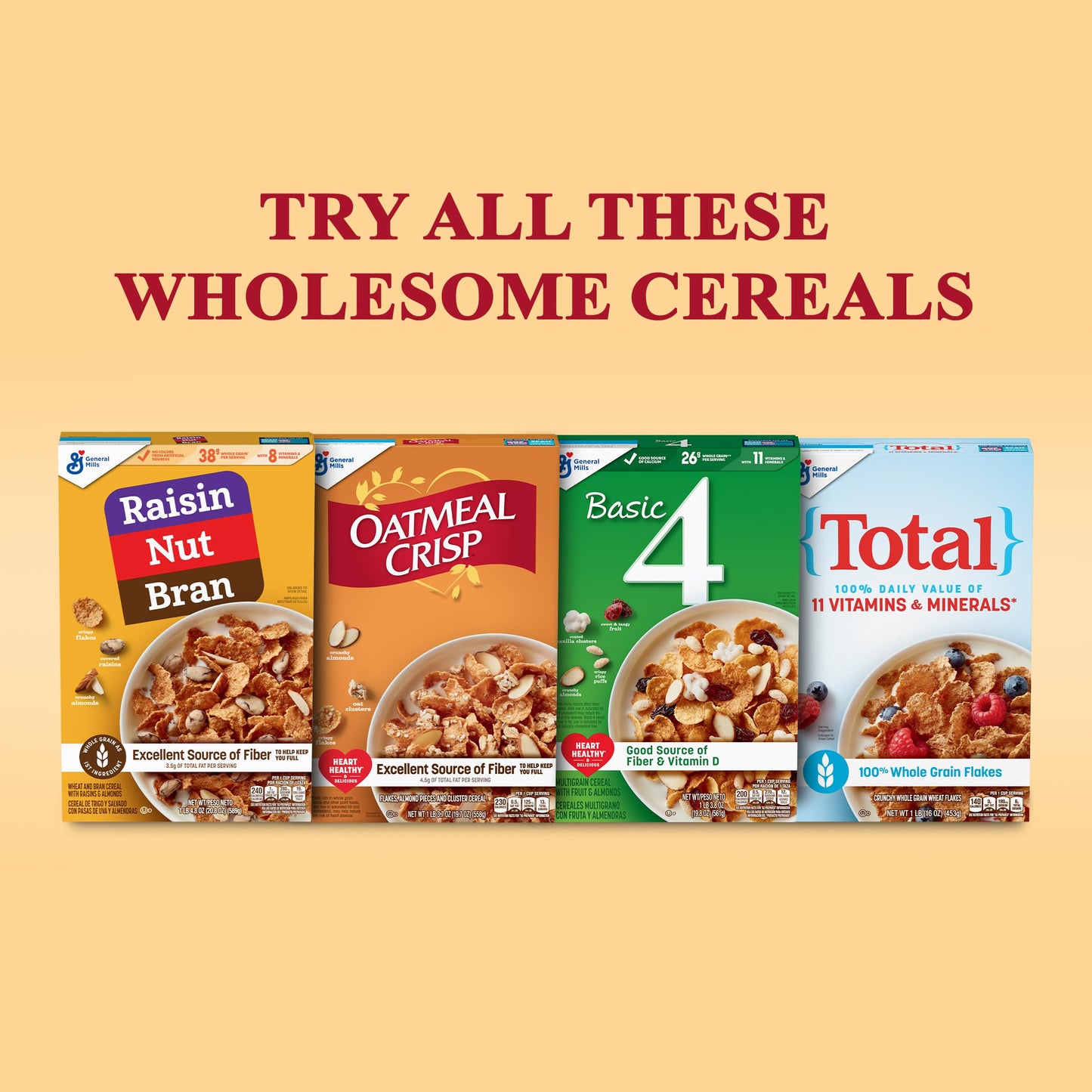 Basic 4 Heart Healthy Cereal, Fruit and Nut Fiber Cereal with Whole Grain, 19.8 oz (Pack of 6)