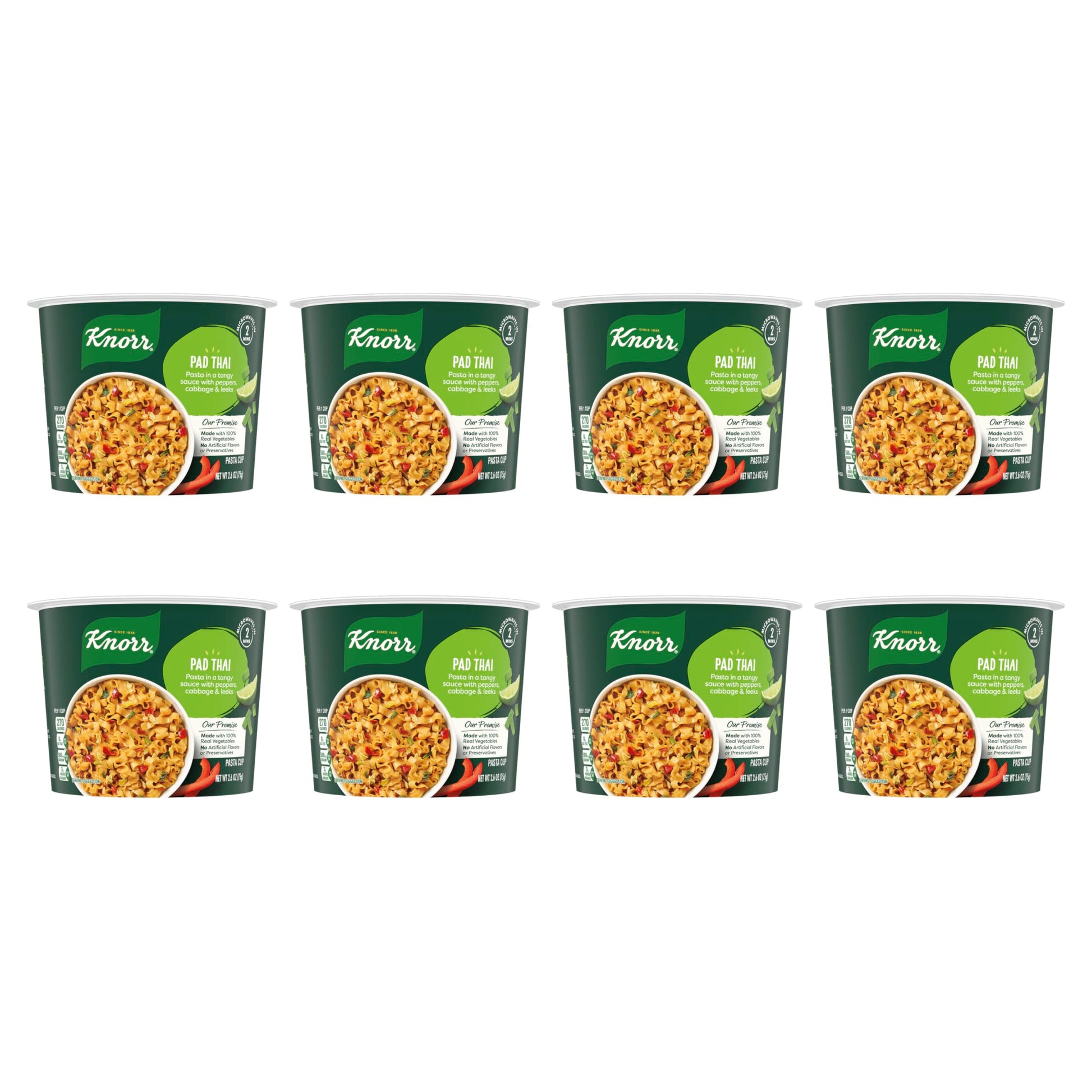 Knorr Pasta Cup Pad Thai 8 ct For a Quick and Easy Meal Made with 100% Real Vegetables & No Artificial Flavors or Preservatives,