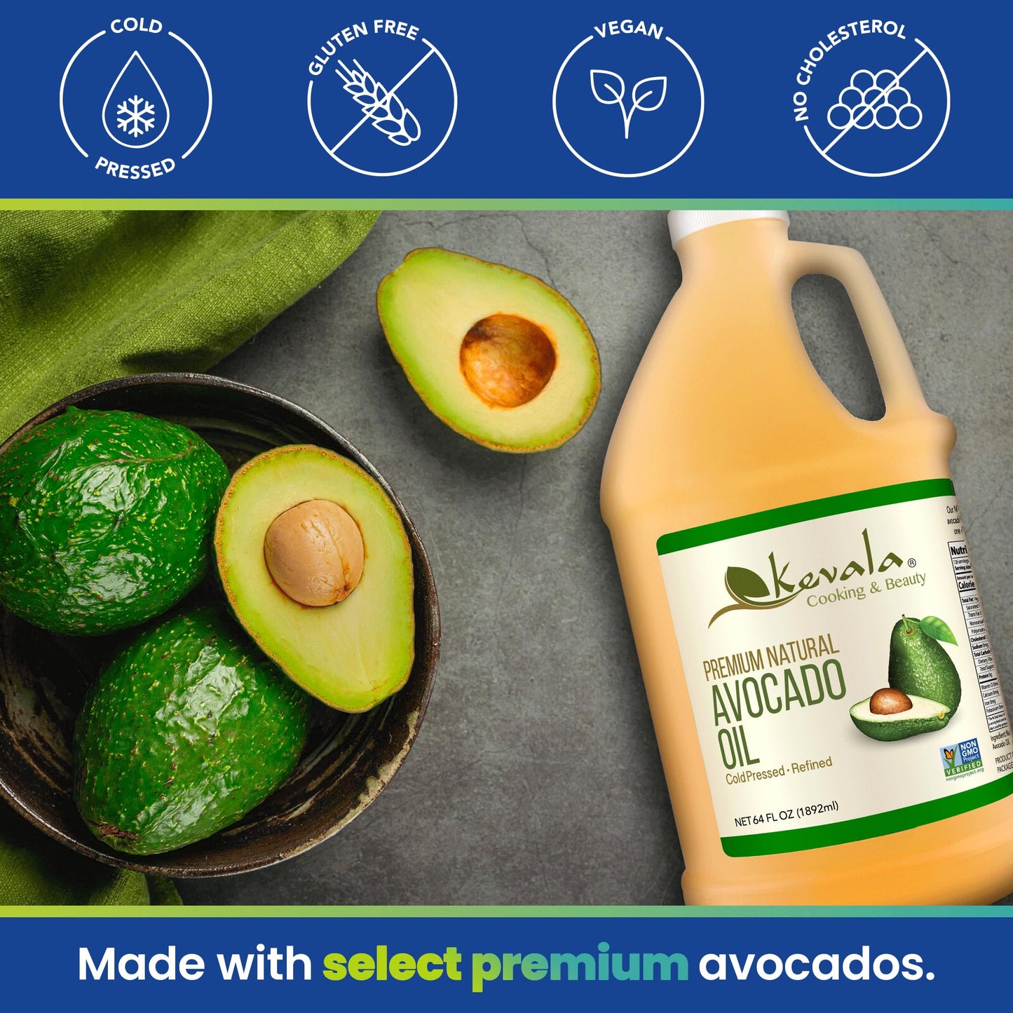 Kevala Avocado Oil - Avocado Oil for Cooking - Avocados - Cold Pressed Avocado Oil - Cooking Oil - Avocados Fresh - Vegetable Oi