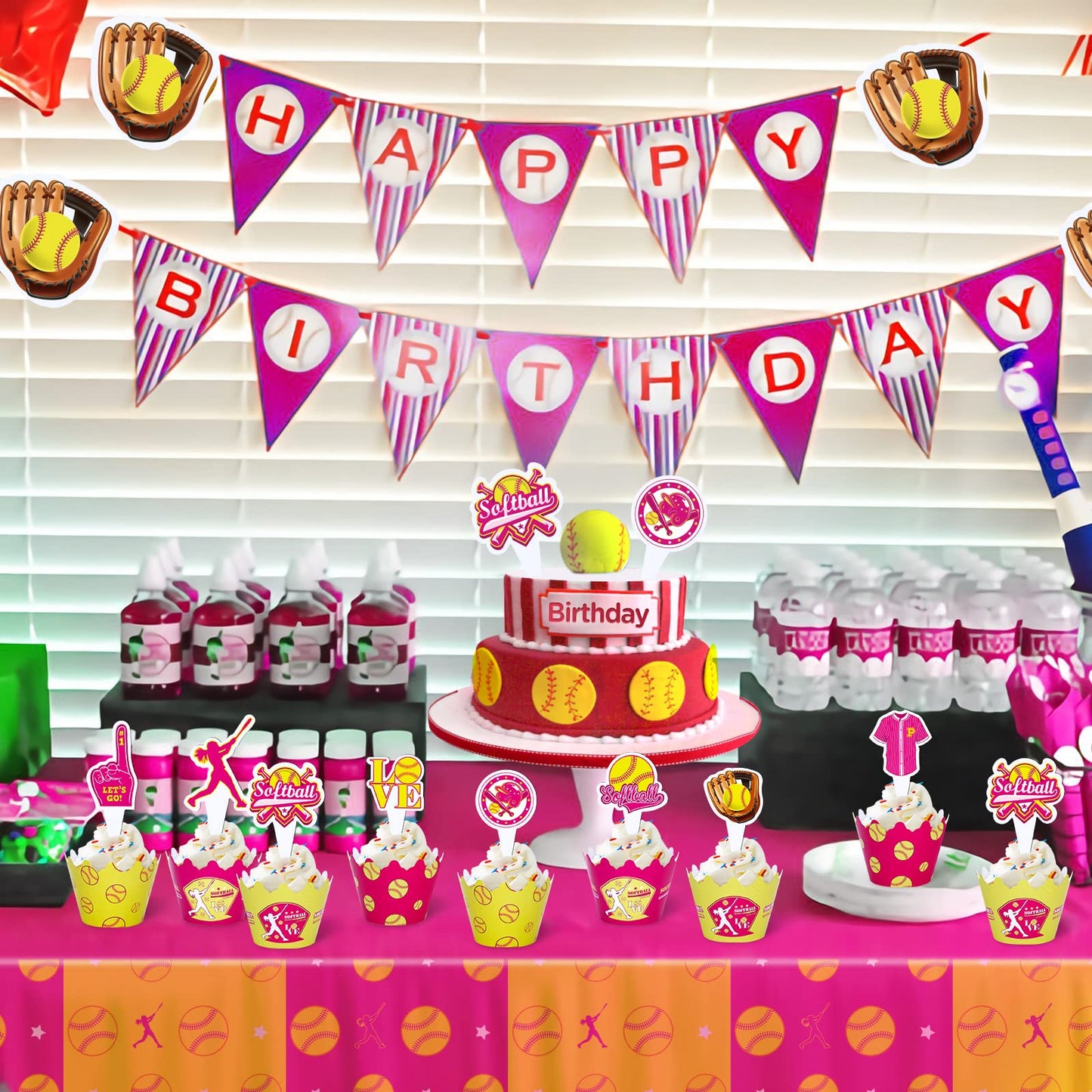 48Pcs Softball Cupcake Toppers And Wrappers Softball Party Supplies Softball Cupcake Decorations For Girls Kids Teens Sport Them