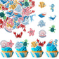 Rsstarxi Edible Ocean Animal Cupcake Toppers 56 Pack, Paper, 2.1x1.2 inches, Sea Ocean Theme, Design 15