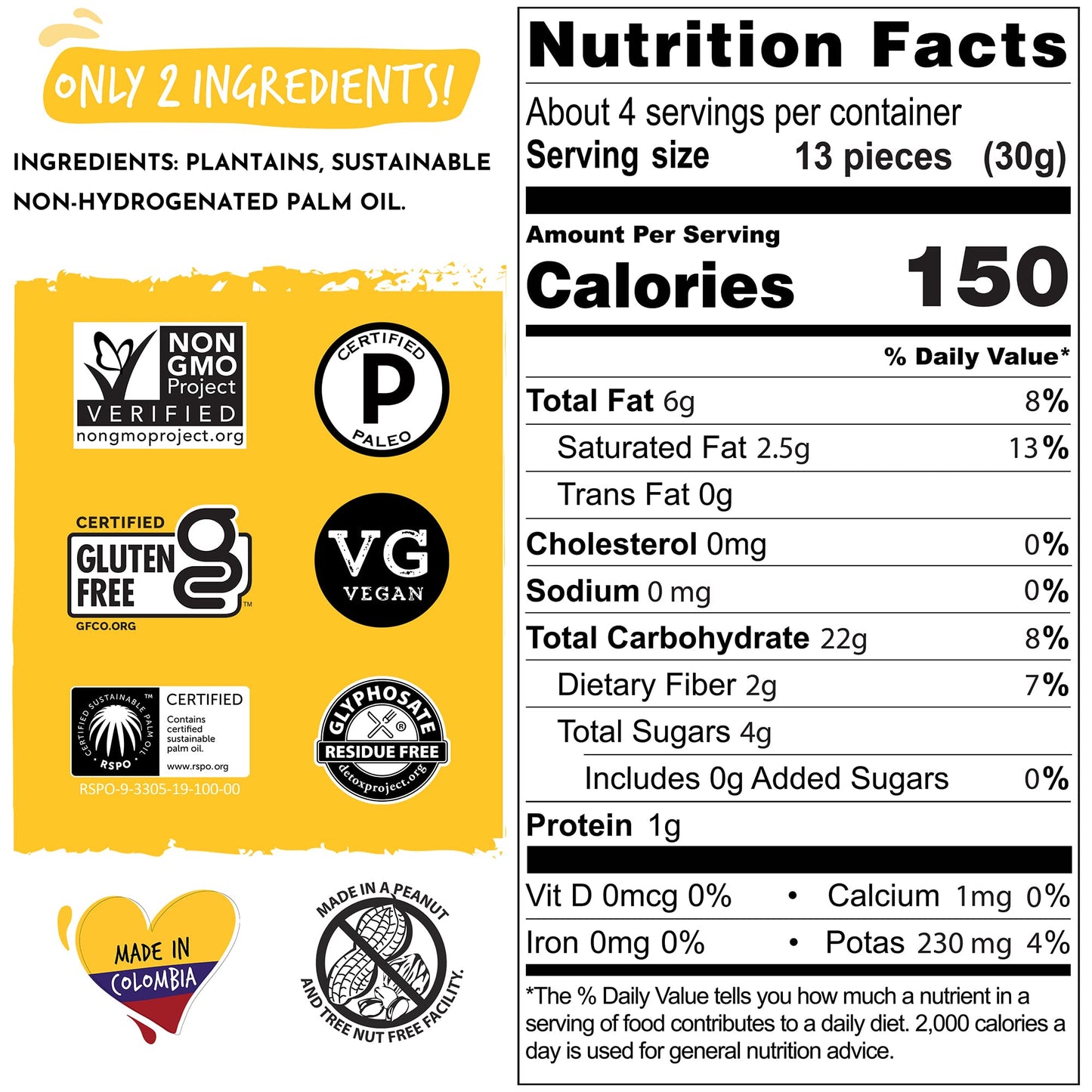 Artisan Tropic Plantain Strips - Vegan, Gluten Free, 4.5oz (Pack of 6) - Naturally Sweet Baked Chips