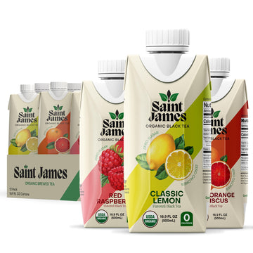 Saint James Iced Tea | Organic Black Tea | Organic, Non-Gmo Black Tea, 12 Pack (16.9Oz Each) (Variety)