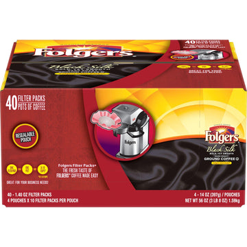 Folgers Black Silk Dark Roast Ground Coffee, 40- 1.4 Ounce Filter Packs