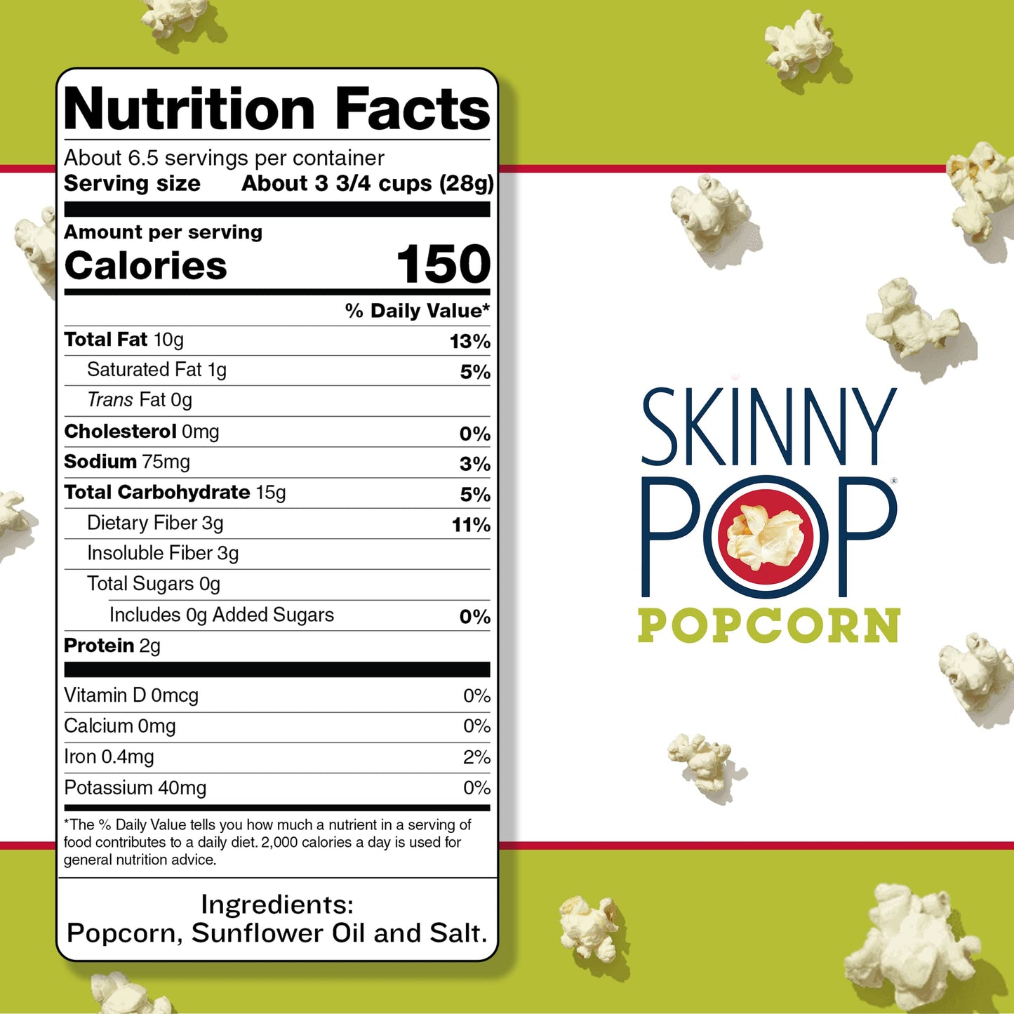 Skinnypop Original Popcorn, Gluten Free, Vegan Popcorn, Non-Gmo, Healthy Popcorn Snacks, Skinny Pop 6.7Oz Party Sized Bags (6 Co