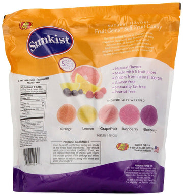 Jelly Belly, Sunkist, Fruit Gems, Soft Fruit Candies, 2Lb Bag (Pack Of 2)
