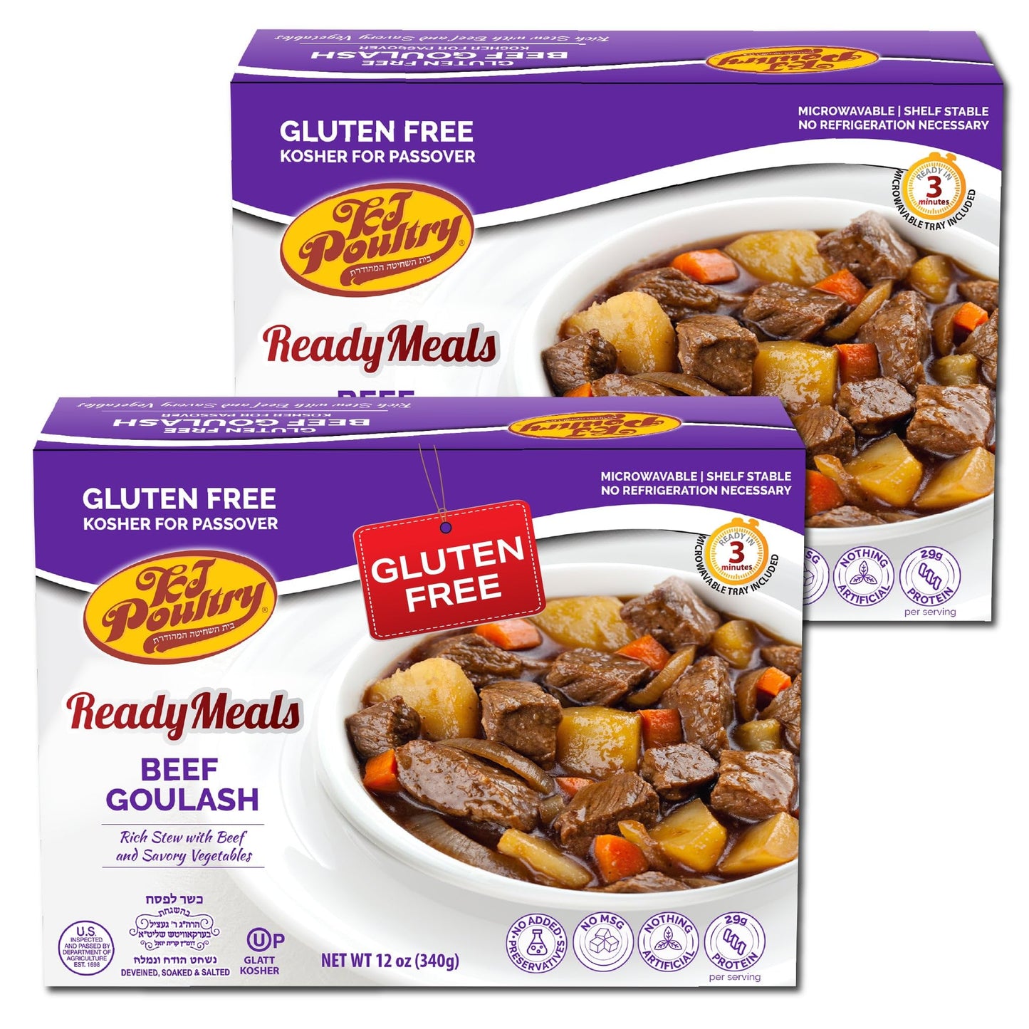 Kosher For Passover Gluten Free Meals, Beef Goulash Stew With Vegetables (2 Pack) Mre Meat Ready To Eat, Prepared Entree Fully C