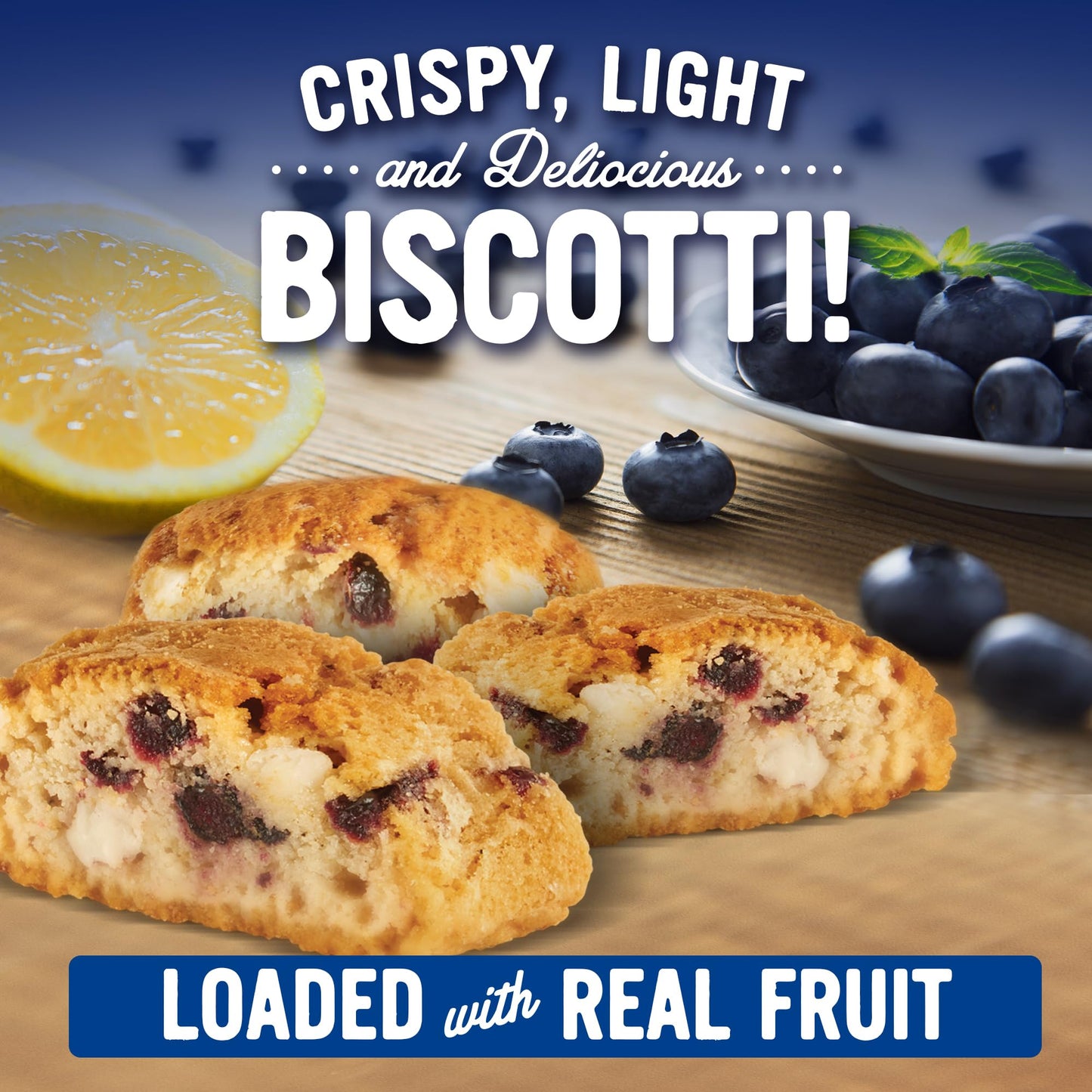 Cooper Street Cookies All Natural Twice Baked Crispy Cookie, Peanut & Dairy Free, Biscotti Style 5Oz, Lemon Blueberry (Lemon Blu