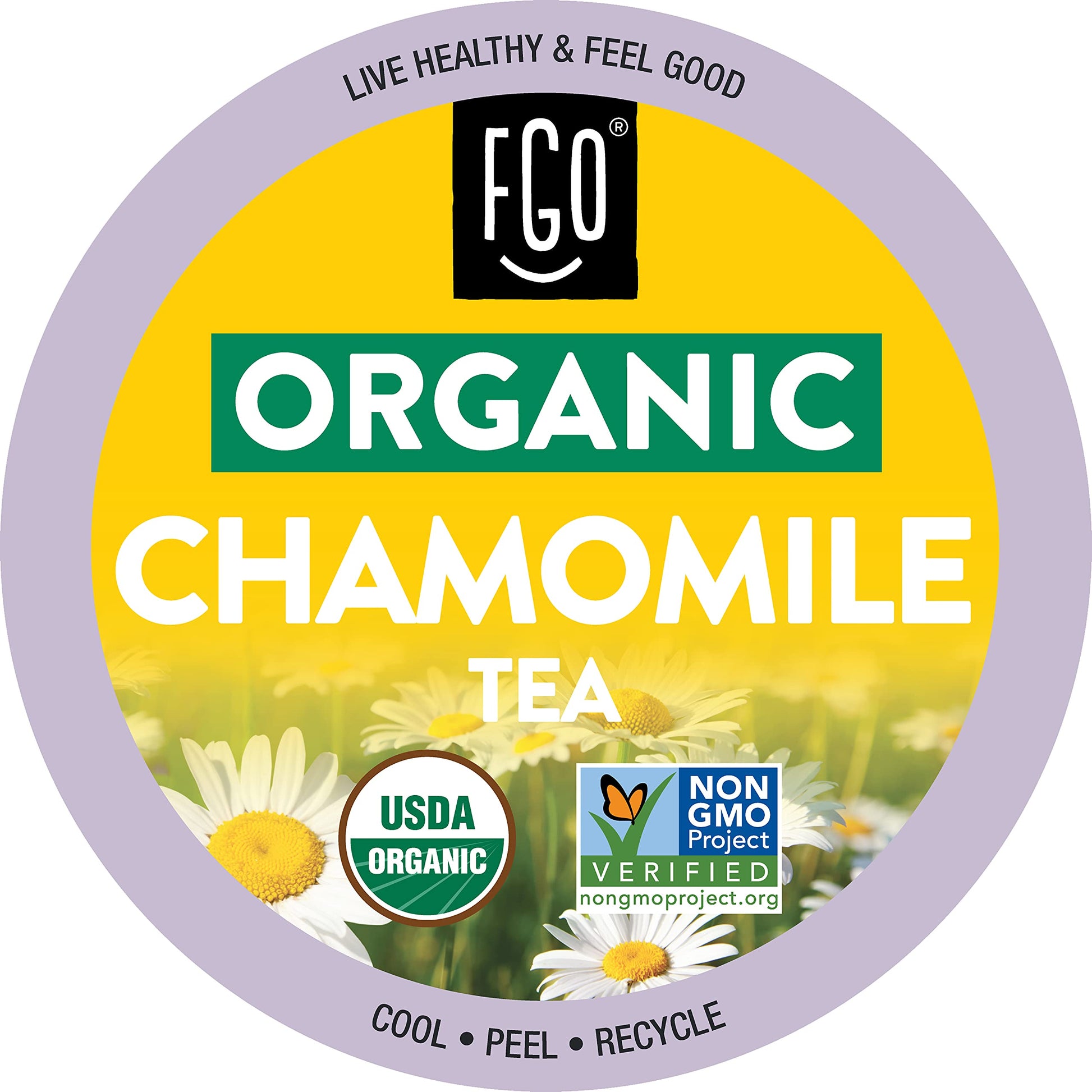 Organic Chamomile Herbal Tea K-Cup Pods  24 Pods by FGO - Keurig Compatible - Naturally Caffeine-Free Tea  enhanced Green Tea is USDA Organic  Non-GMO  & Recyclable