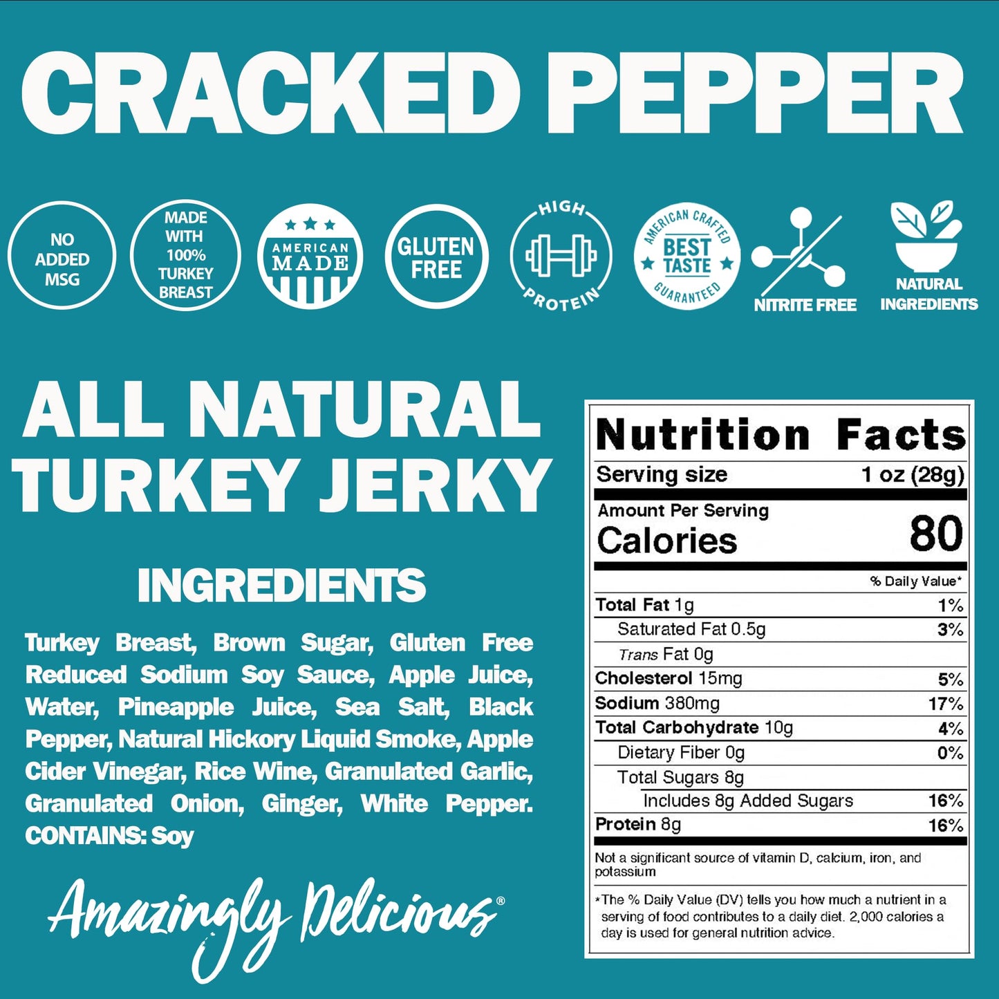 Field Trip Turkey Jerky, Gluten Free, Low Carb,  ed Pepper, 2.2oz Bags, 4 Pack
