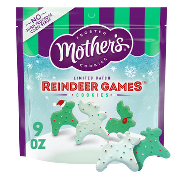 Mothers Frosted Cookies  Limited Batch Reindeer Games  stocking stuffer  Christmas Shortbread Animal Cookies  Resealable Bag  9 oz
