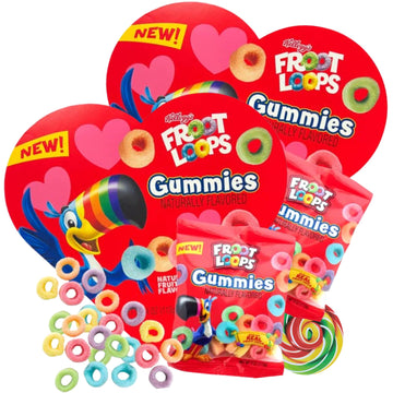 Froot Loops Valentines Gummies Heart Box with Candy, Pack of 2, 4 Ounces Each