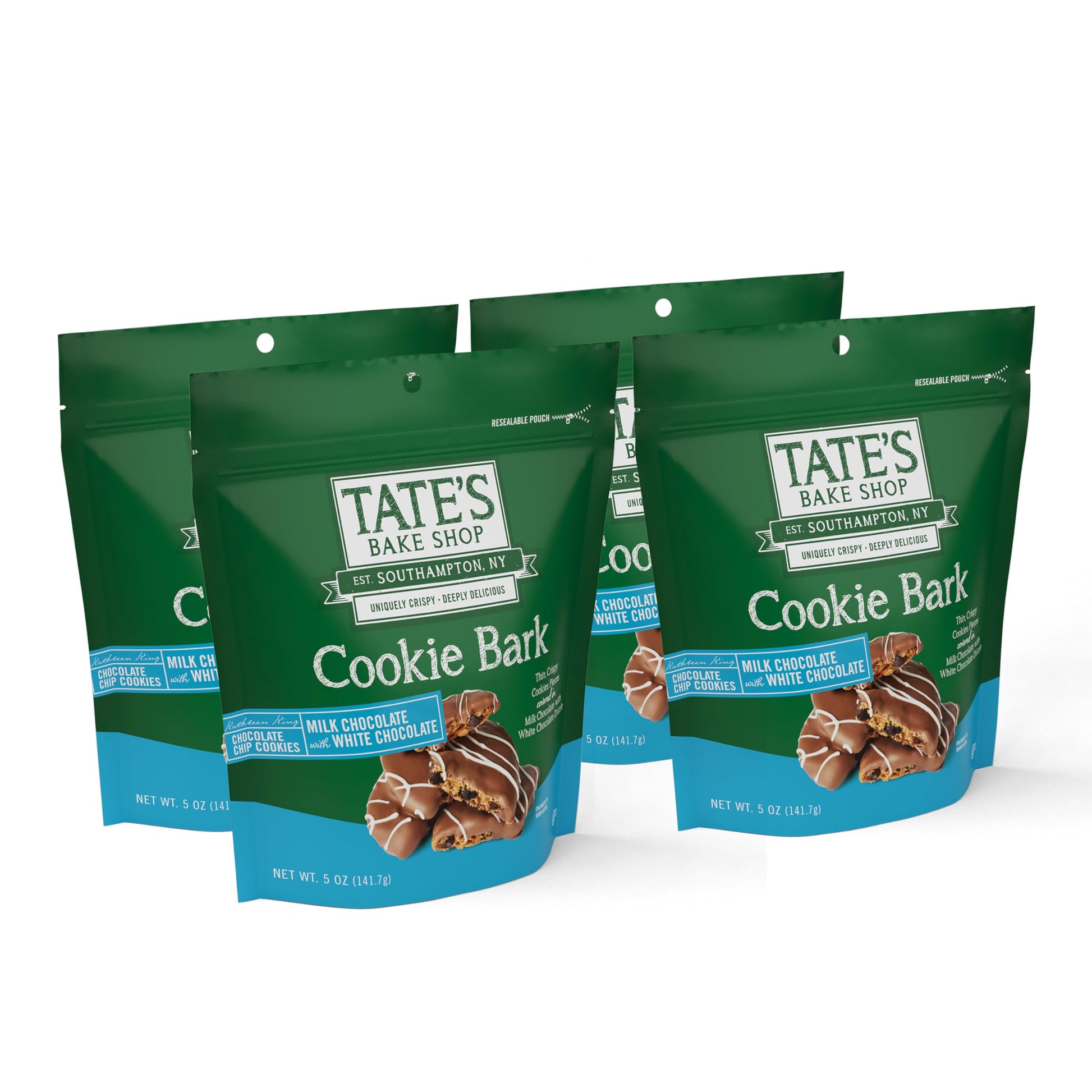 Tates Bake Shop Cookie Bark  Chocolate Chip Cookies in Milk Chocolate with White Chocolate Drizzle  4-5 oz Bags