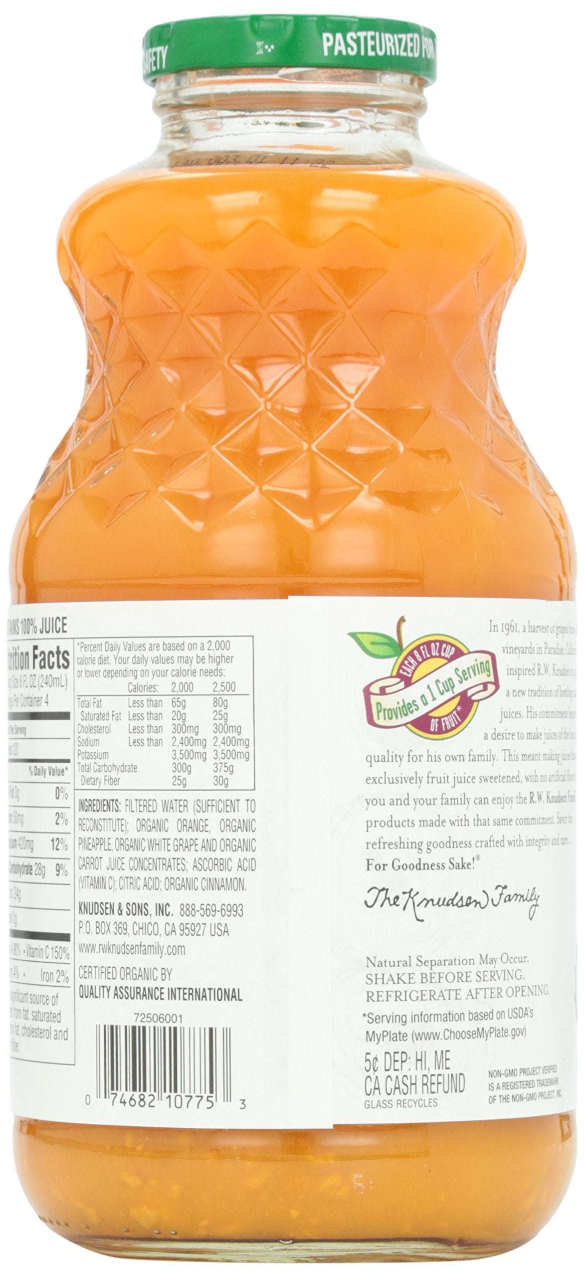 R.W. Knudsen Organic Orange Carrot Juice, 2.67 Fl Oz, Pack of 12