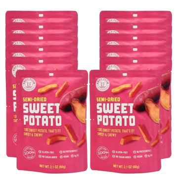 KOKO FARM Semi-Dried Sweet Potato Snack, 2.1 Ounce Bag (Pack of 12), Healthy, Chewy, Vegan, No Added Sugar, No Fat, Gluten Free 