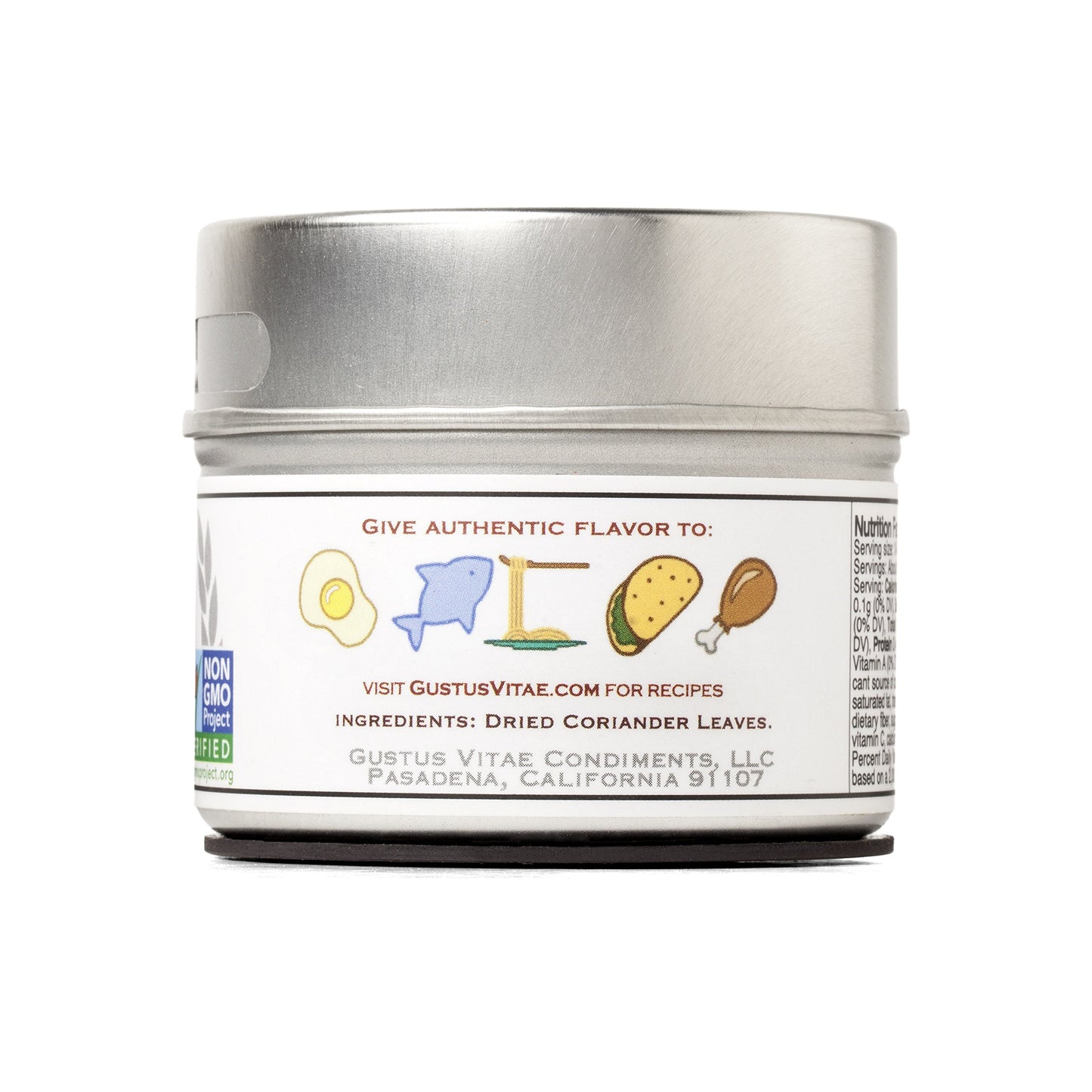 Gustus Vitae Cilantro Coriander Leaves Spice | All Natural, Non-GMO | 0.3 Ounce | Silver Magnetic Tin