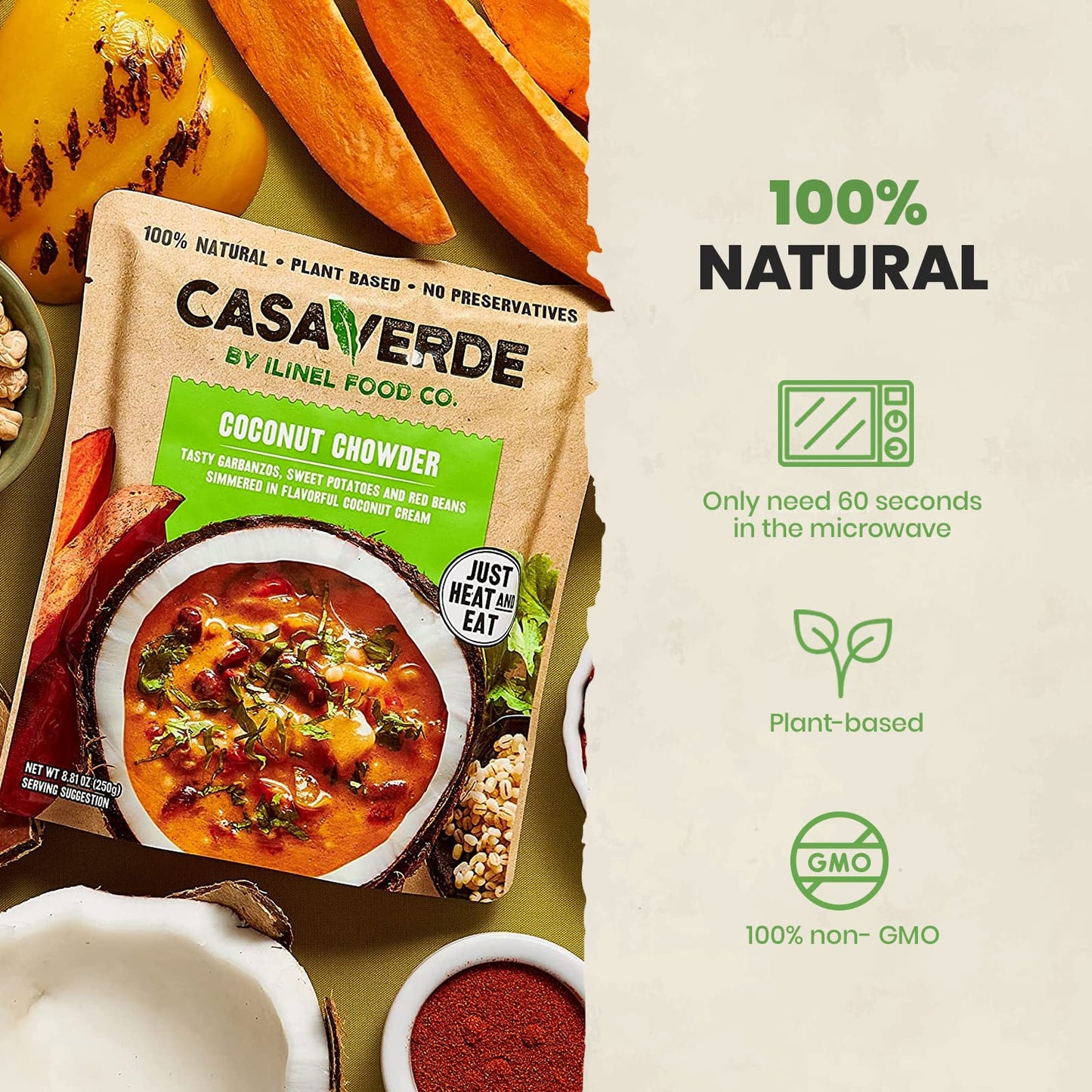 Casa Verde | Brazilian Coconut Chowder Stew, 100% Natural Food, Pack Of 6, Real Taste With Sweet Yellow Peppers And Coconut Crea