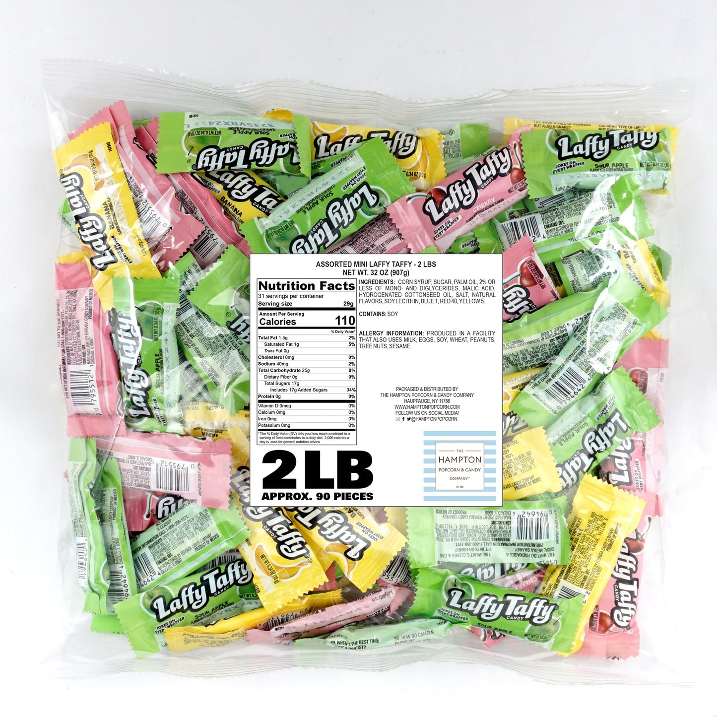 Laffy Taffy Candy, 2lb Bulk Bag (Approx. 90 Pieces), Delicious Soft Taffy Candy, Assorted Fruit Flavors, Individually Wrapped Bu