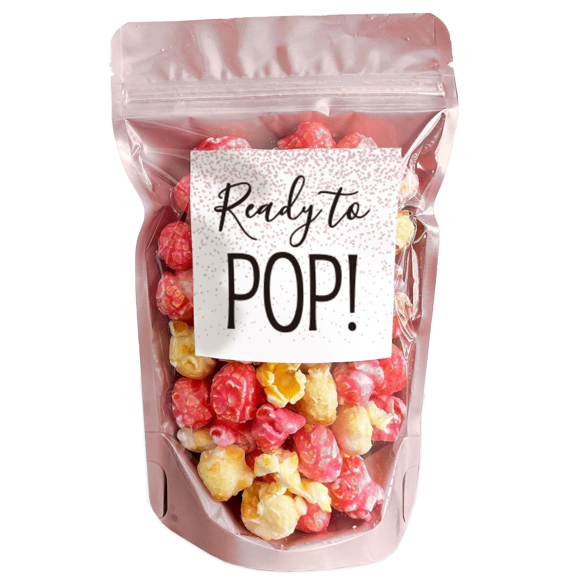 50 Pack Stylish Ready Pop Popcorn Bags Baby Shower  Pink Popcorn Bags  Stand Up Zip Pouches Treat Bags  Popcorn Baby Shower Favors  5.5 X 7.7 X 3.2Inch  Rose Gold