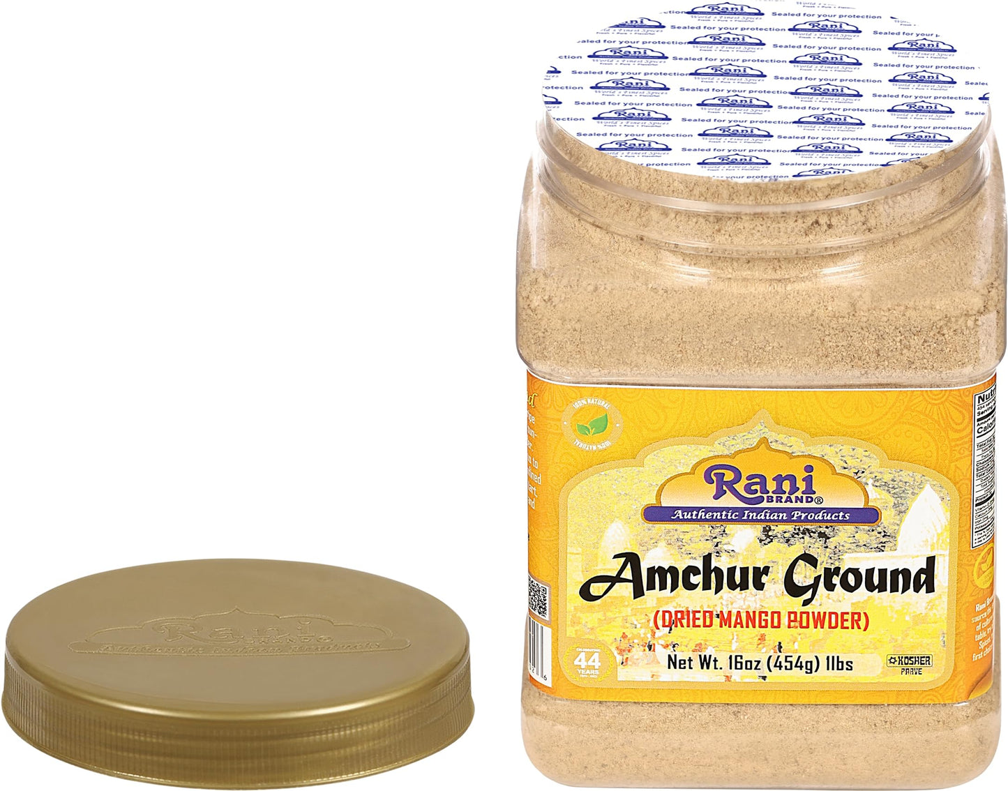 Rani Amchur (Mango) Ground Powder Spice 16oz (1lb) 454g PET Jar ~ All Natural, Indian Origin | No Color | Gluten Friendly | Vega