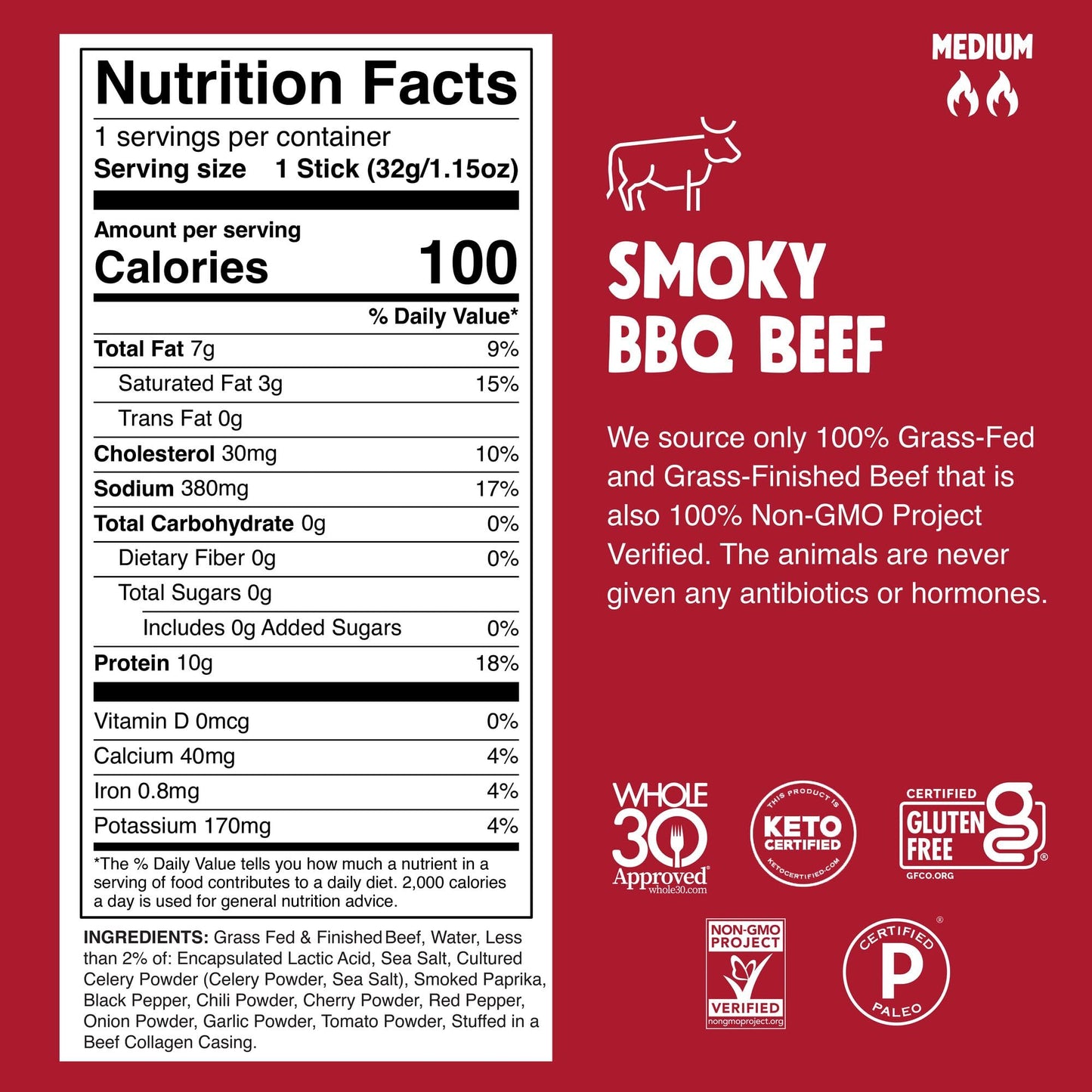 Chomps Beef Jerky Snack Sticks - Smoky BBQ, 10-Pack, 1.15 Ounce, Keto, Gluten-Free, Non-GMO, Zero Sugar