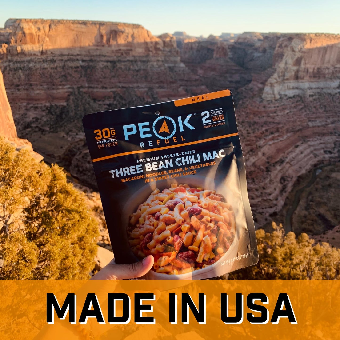 Peak Refuel Three Bean Chili Mac| Enhanced Freeze Dried Camping Food | Backpacking & Hiking Mre Meals | Just Add Water | 100% Real Ingredients | 30G Of Protein | 2 Serving Pouch