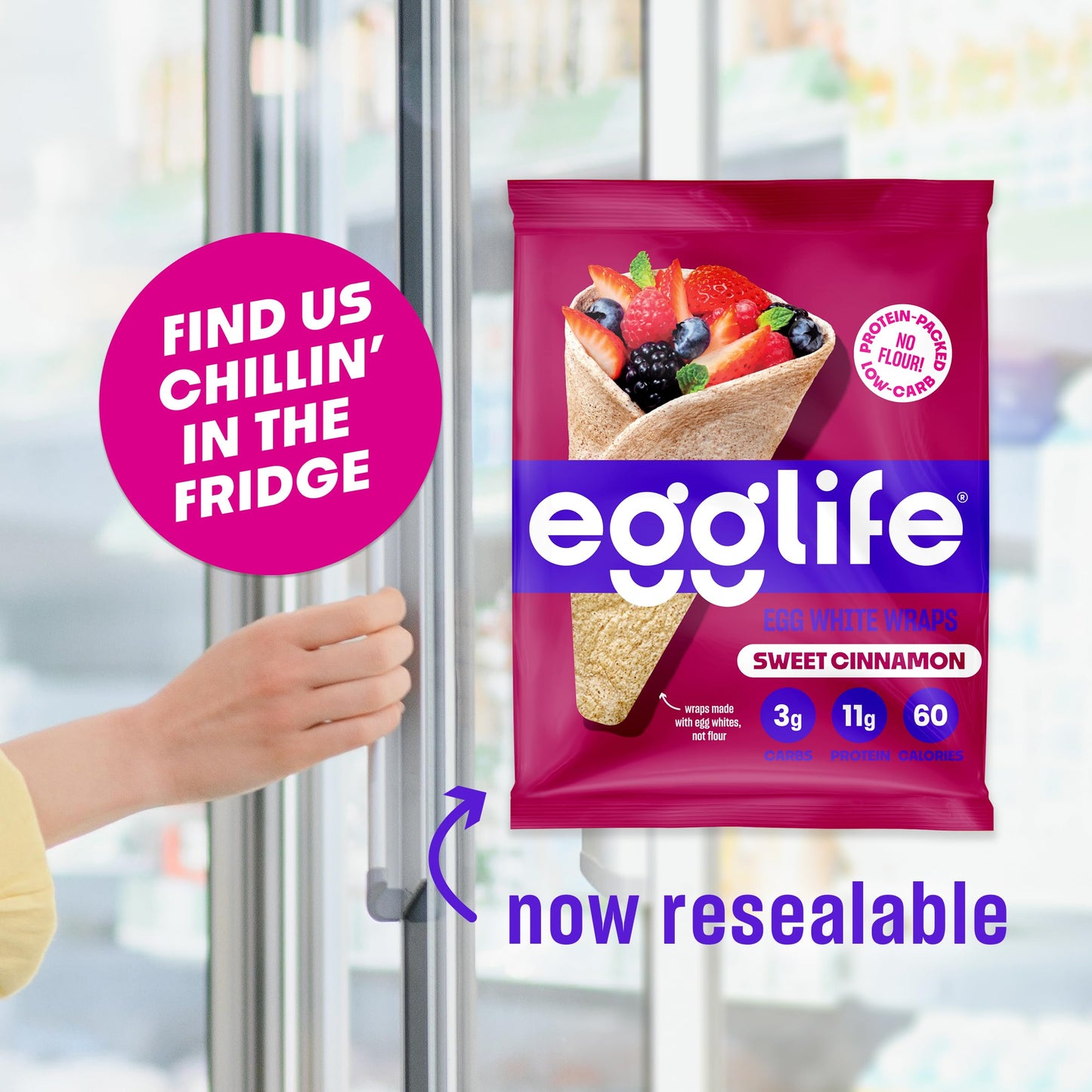 Egglife Sweet Cinnamon Egg White Wrap - (6 Count) - Refrigerated, Flourless, Gluten Free Wraps - Low Carb Tortilla Alternative