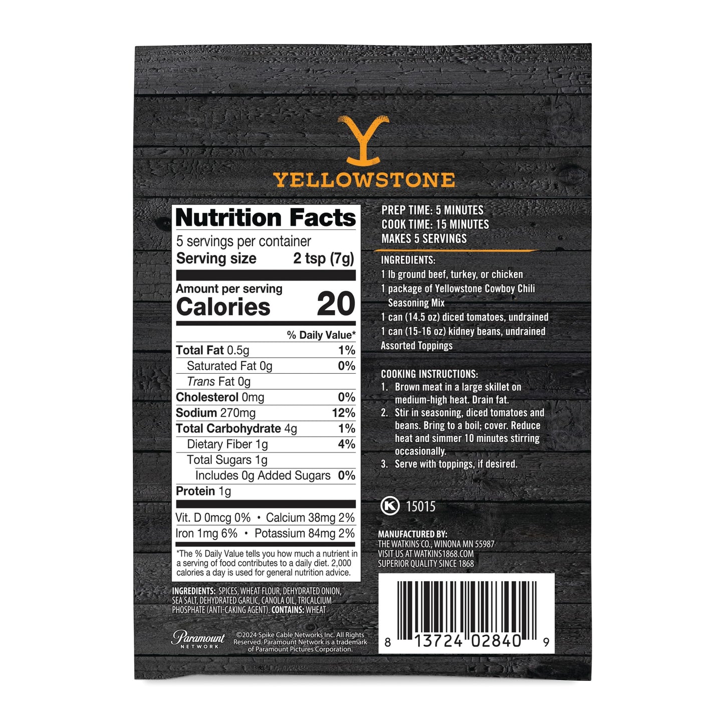 Yellowstone Cowboy Chili Seasoning 1.25 Oz