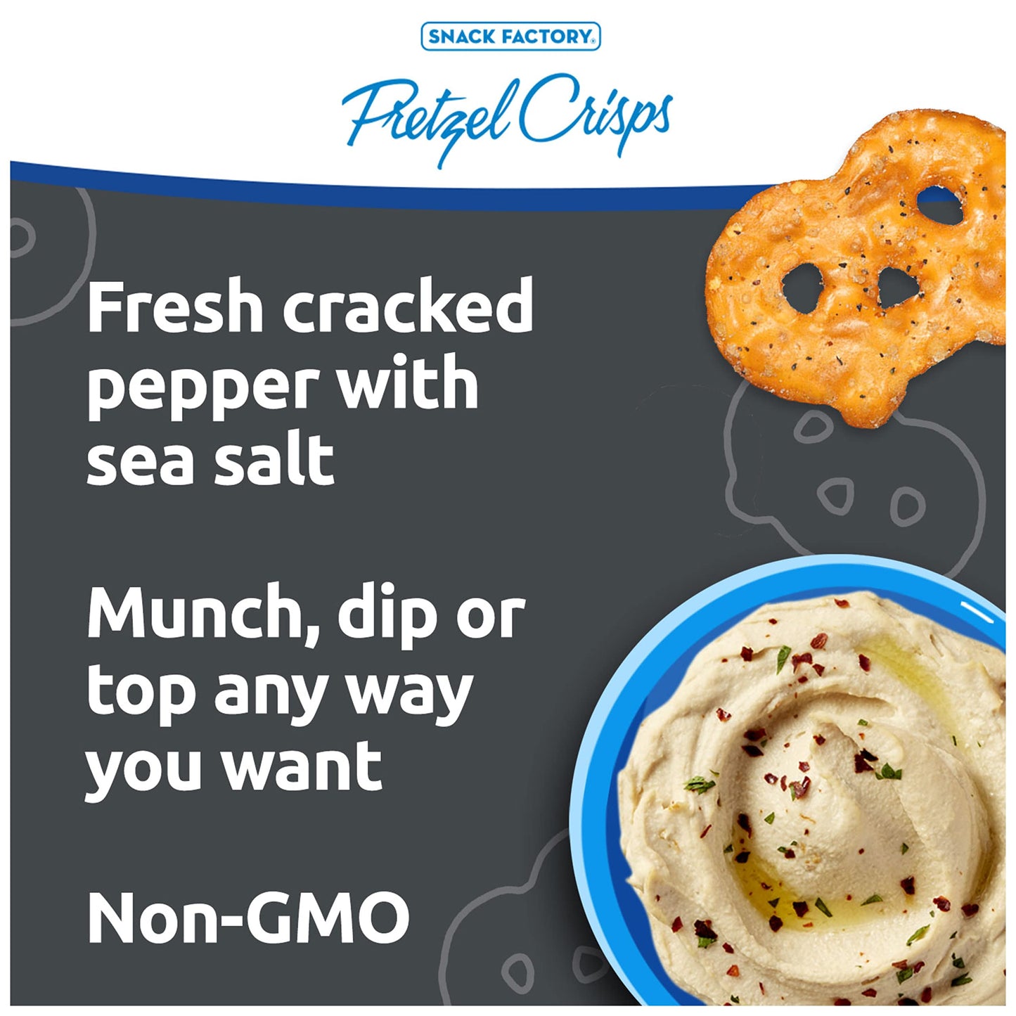 Snack Factory Pretzel Crisps, Sea Salt & Cracked Pepper, 7.2 Oz