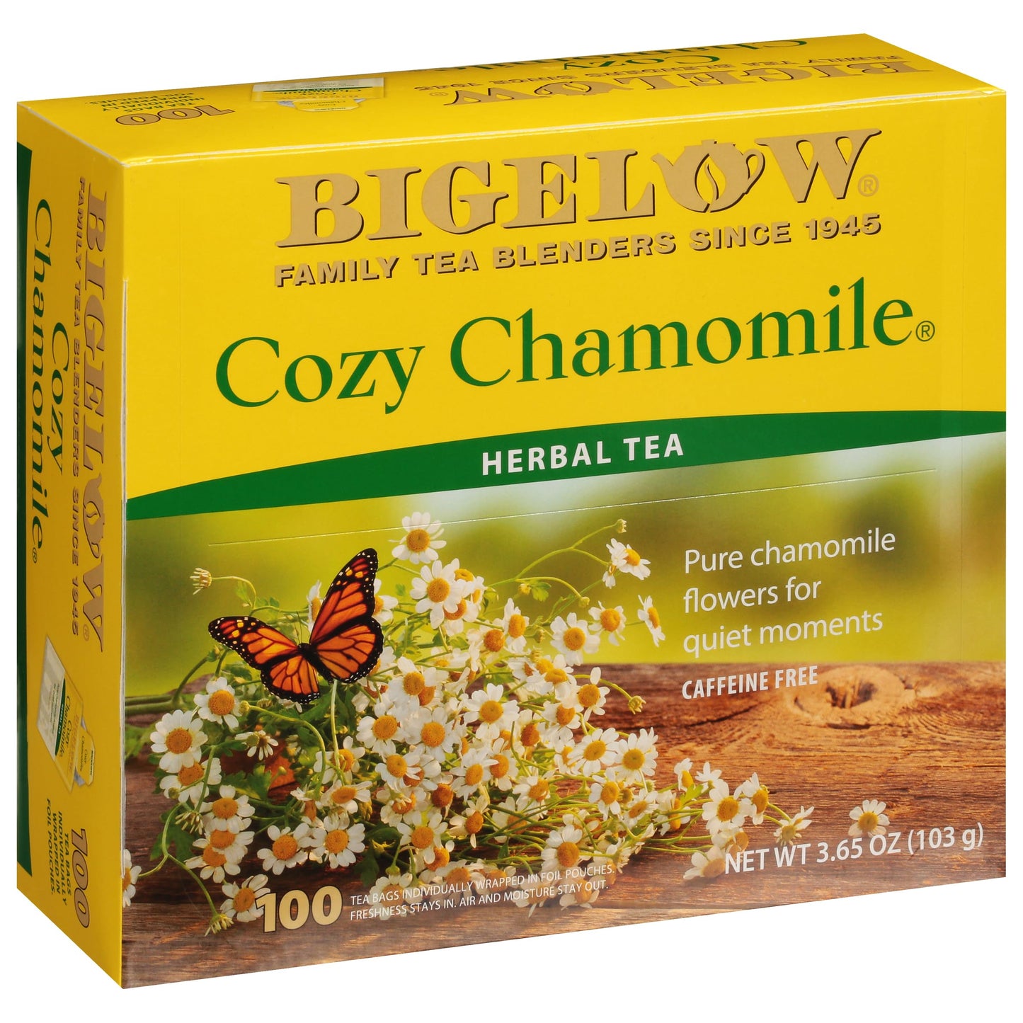 Bigelow Tea Cozy Chamomile Herbal Tea, Caffeine Free, 100 Count Box, Model SPAUSD14419