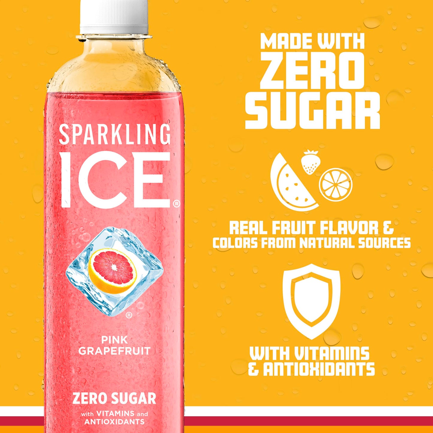 Sparkling Ice Pink G fruit Sparkling Water, Zero Sugar, 17 fl oz Bottles, Pack of 12