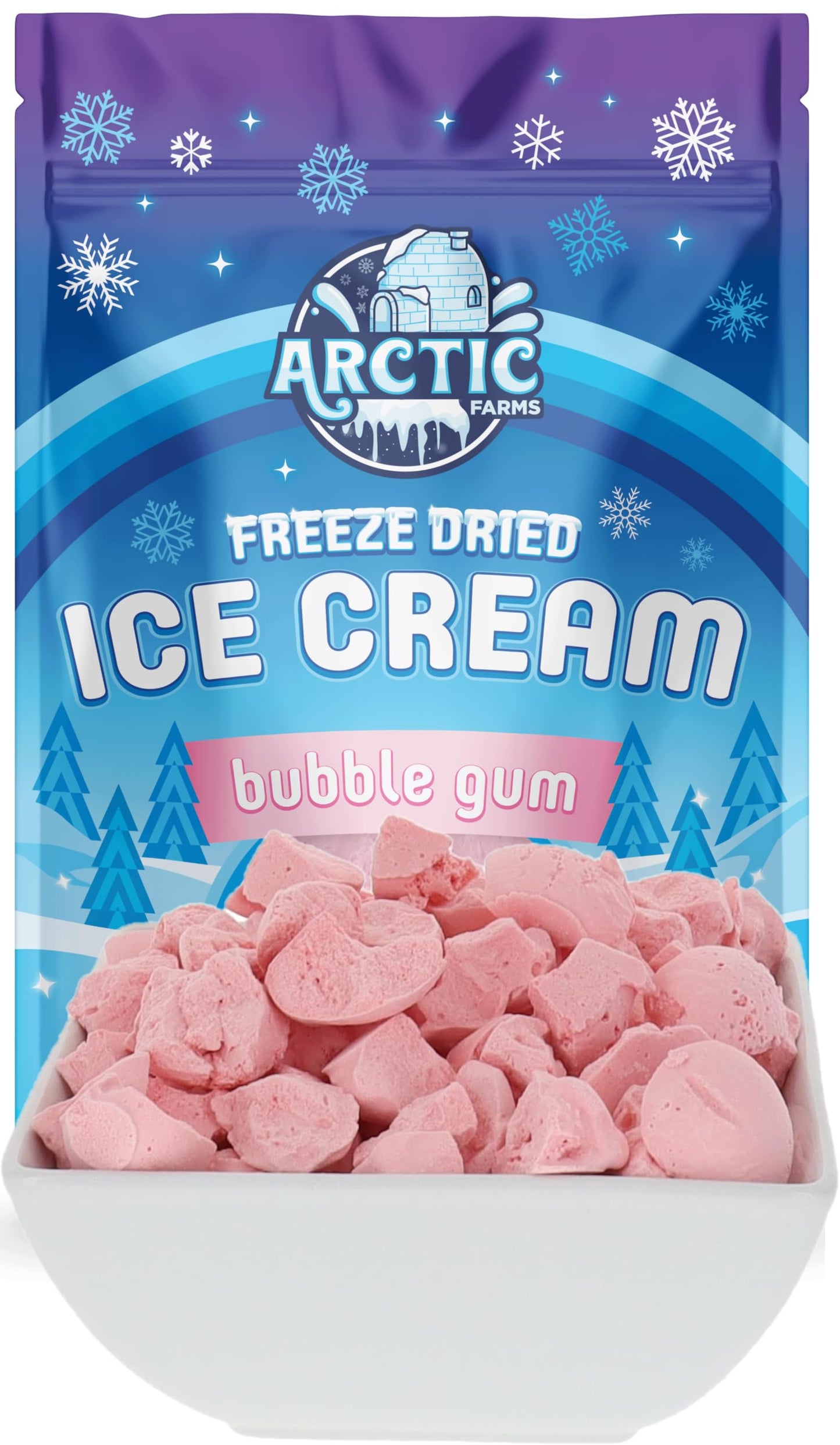 Arctic Farms Freeze Dried Ice Cream Bits Bagged And Boxed - Does Not Melt (Bubble Gum) (2.5Oz)
