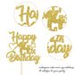 YCTHUNFISH Birthday Cake Topper - Glitter Heart Star Design - Gold - 14th Birthday Party Supplies