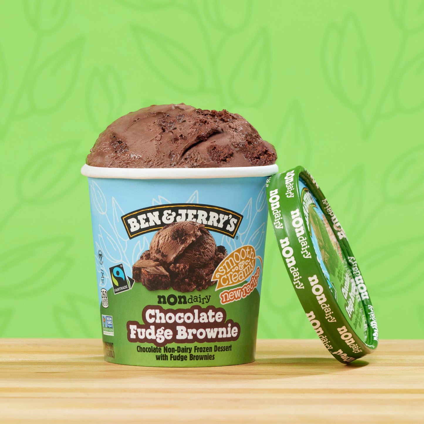 Ben & Jerrys Non-Dairy Chocolate Fudge Brownie Frozen Dessert Certified Vegan Pint 16 oz
