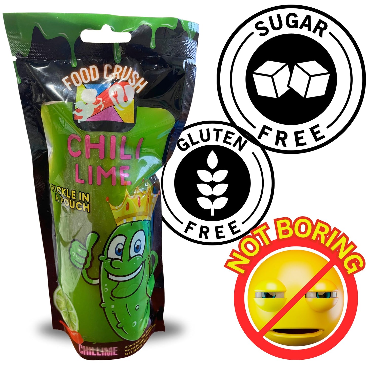Hot Pickles In A Pouch (Pack Of 3)-Chili Lime Flavored Jumbo Super Spicy Pickle Challenge Tiktok Trend Item By Food Crush
