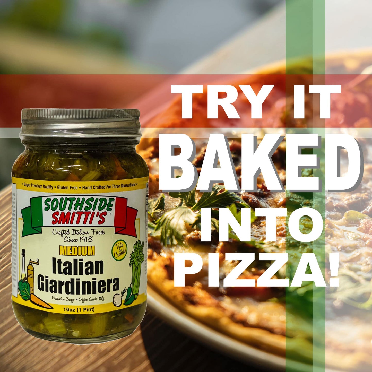 Southside Smitti'S - Italian Style Giardiniera - Medium - 16 Oz - Best Chicago Style Giardiniera Peppers - Original Southside Re