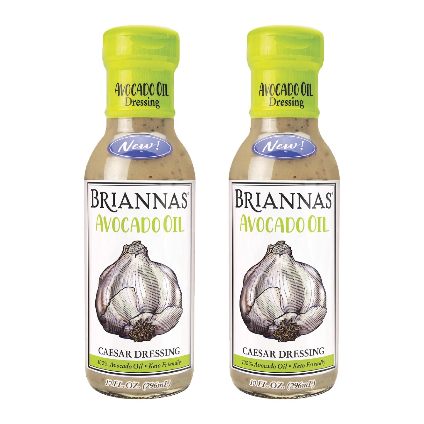 BRIANNAS Avocado Oil Caesar Dressing, Keto Friendly, Dairy Free, 10 oz Bottles, 2 Pack