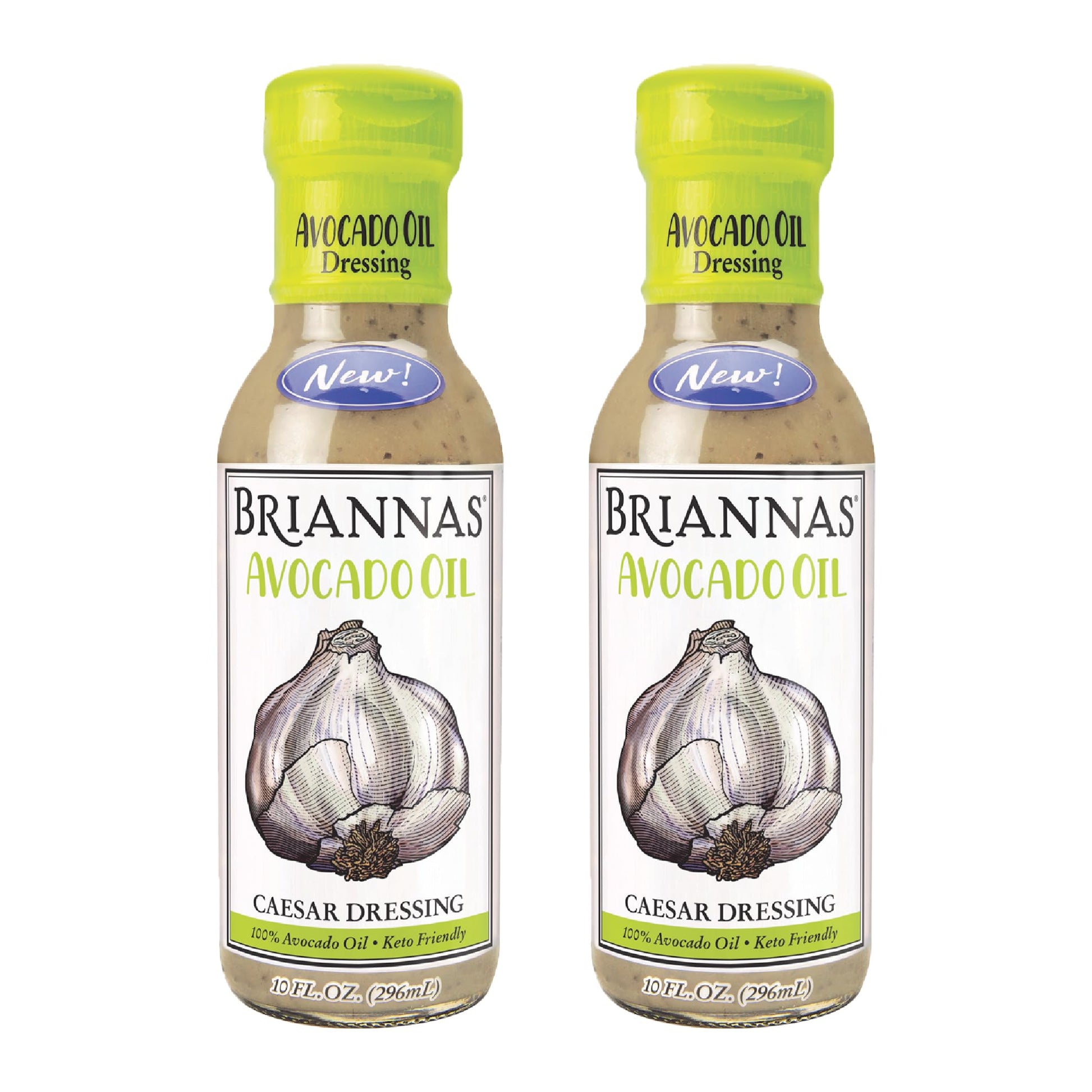 BRIANNAS Avocado Oil Caesar Dressing, Keto Friendly, Dairy Free, 10 oz Bottles, 2 Pack