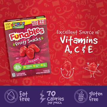 Funables Fruity Snacks, Strawberry, Flavored Snacks, Halloween Candy Variety Pack Trick-Or-Treat Assortment, 0.8 Oz 22 Ct