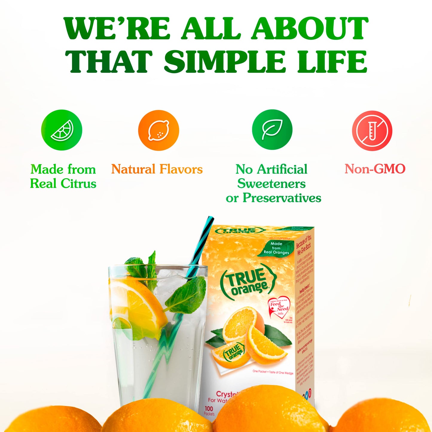 True Orange Water Enhancer, Bulk Dispenser Pack - 100 Count (Pack Of 1)| Zero Calorie Flavoring | For Water, Bottled Iced Tea & Recipes Flavor Packets Made With Real Oranges