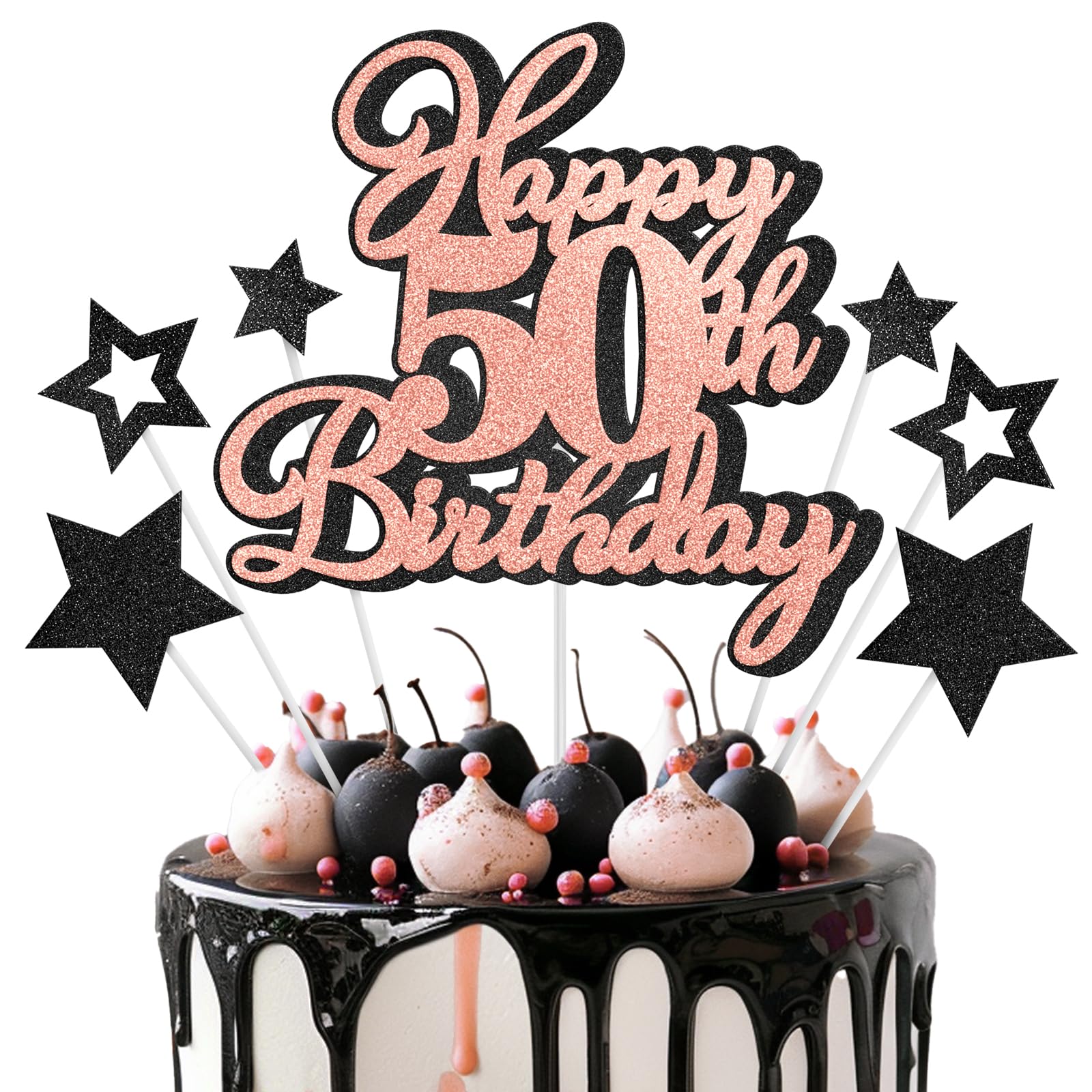 Happy 50th Birthday Cake Topper 50 Birthday Cake Decorations, Happy 50th Birthday Anniversary Party Cake Decorations for Men Wom