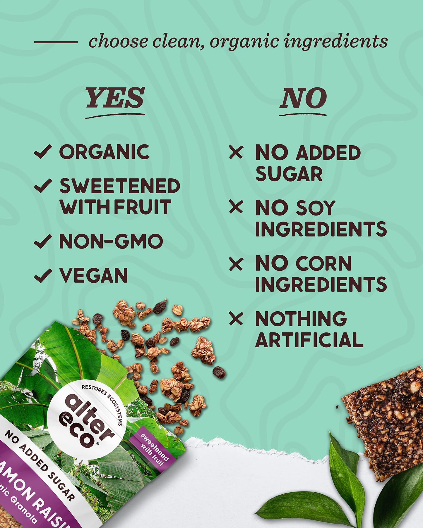 Alter Eco Cinnamon Raisin Granola, Healthy, Organic Breakfast & Snack, Naturally Sweetened With Fruit, Vegan, No Artificial Suga