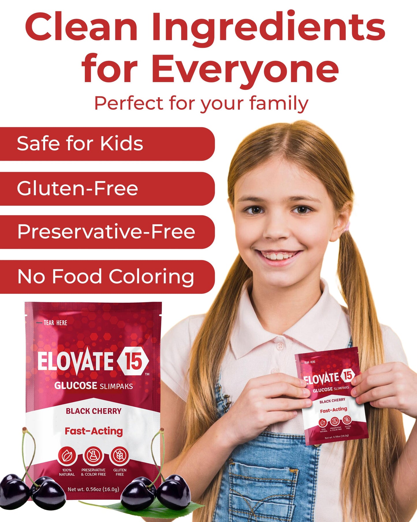 Fast Acting Glucose Powder Packets  Black Cherry - Quick Dissolving  15g Pure  Gluten-Free Glucose Packets | Oral Dextrose Powder for Kids & mature-themeds | Easy-to-Carry Pocket Sized Slimpaks (Pack of 12)